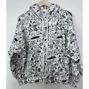 Levis X‎ Peanuts XS Hoodie White Snoopy All Over Print Cartoon